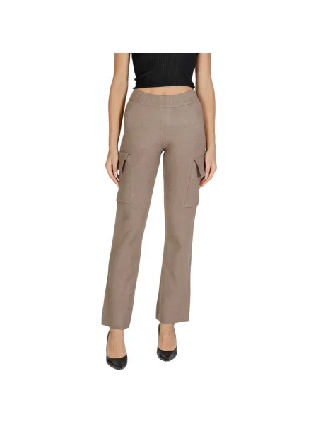 Pantaloni cargo Vila tricotate kaki