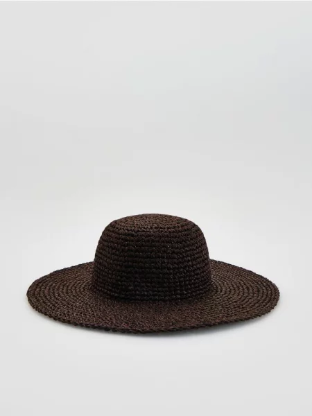 Reserved Плетений капелюх темно коричневий