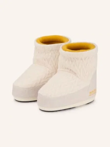 Pletené kotníkové boty Moon Boot bílé
