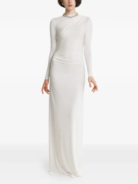 Rochie maxi 2310 Studio cu volane alb