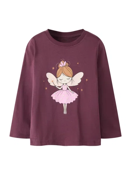 NAME IT Tricou NMFRILARIA maro caramel / argintiu / rosé / roșu vin gri