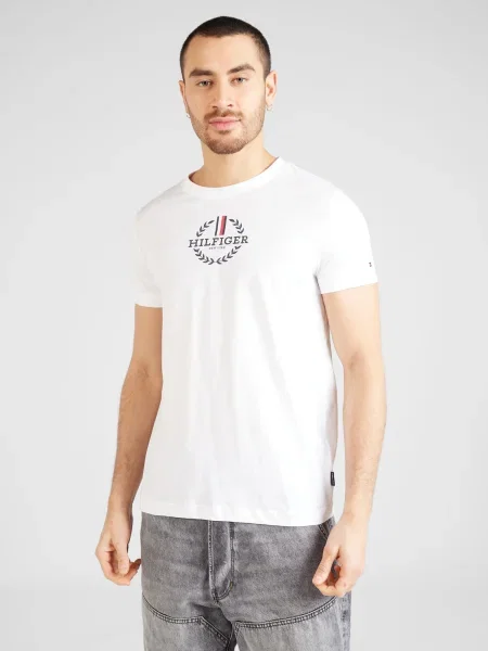 TOMMY HILFIGER Majica mornarska / krvavo rdeča bela