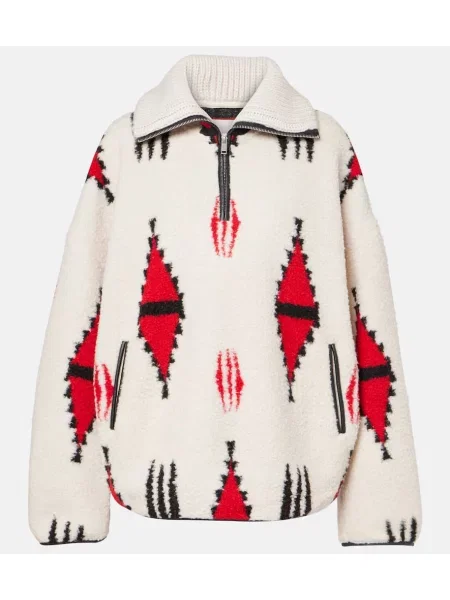 Sweter Marant Etoile z zamkiem błyskawicznym do połowy biały