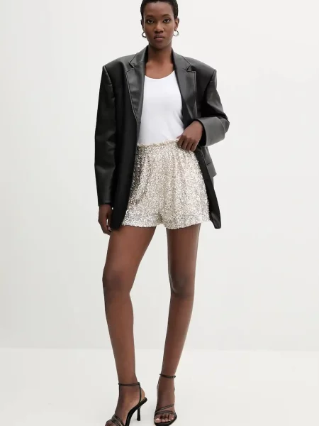 Шорти Never Fully Dressed однотонні висока посадка срібний