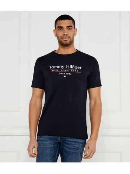 Tommy Hilfiger póló sötétkék férfi nyomott mintás kék
