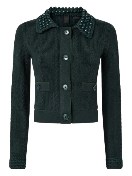 Cardigan Pinko cu perle tricotate verde