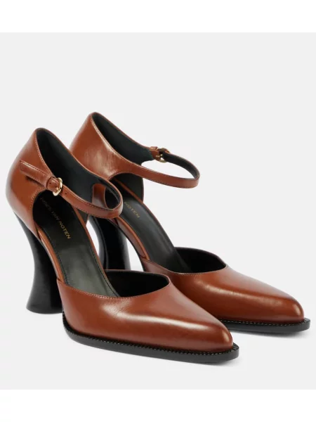 Pantofi cu toc Dries Van Noten din piele bej