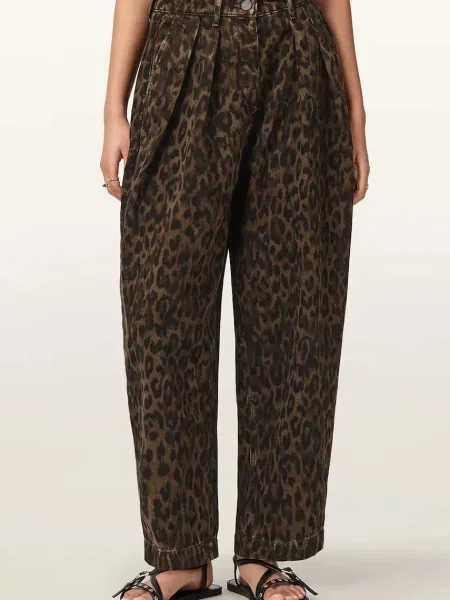 AllSaints jeansy barrel brązowe