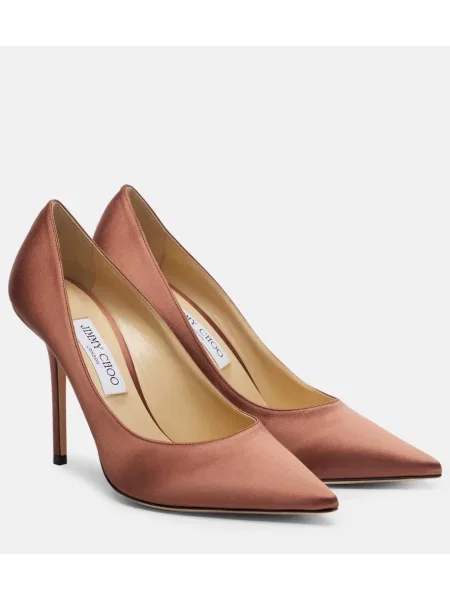 Pantofi cu toc Jimmy Choo din satin maro