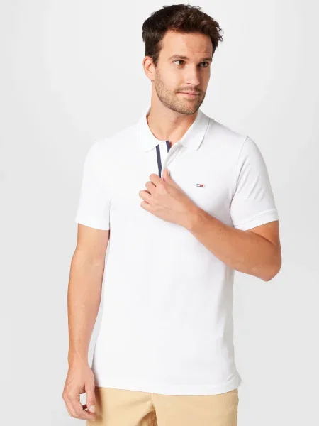 Tommy Jeans Tricou polo Placket alb