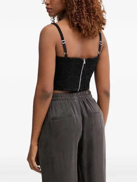 Decupat top Guess cu broderie negru