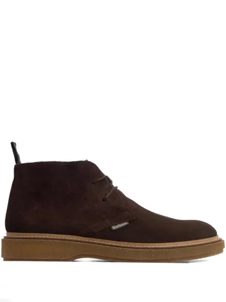 Botine Barbour cu șireturi din piele de căprioară maro