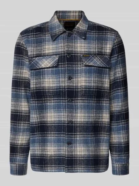 Kurtka koszulowa o kroju regular fit z mieszanki wełny z kołnierzykiem typu kent Pme Legend granatowa