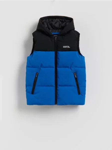 Reserved Vestă matlasată cu glugă albastru