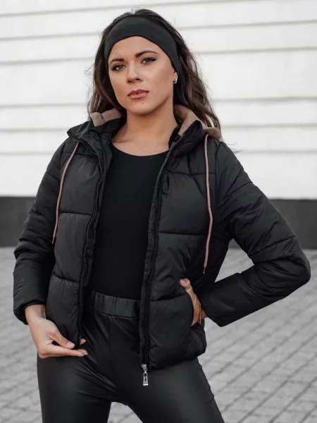 Kurtka zimowa NORDPUFF puchowa z kapturem Dstreet czarna