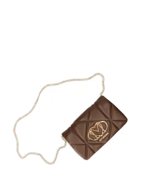 Rankinė per petį Love Moschino su aplikacija ruda