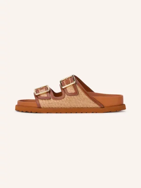 Birkenstock Klapki Arizona Framed Raffia braun beżowe