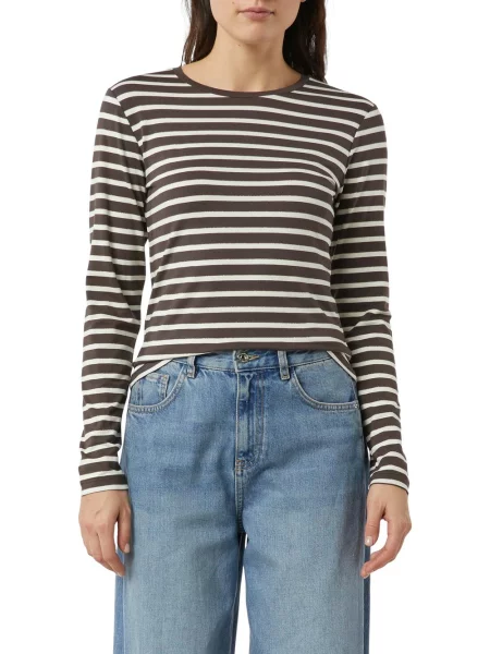 Longsleeve w paski z subtelną błyszczącą przędzą biała