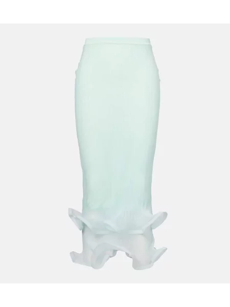 Fustă midi Simkhai tricotate transparente până la genunchi albastru