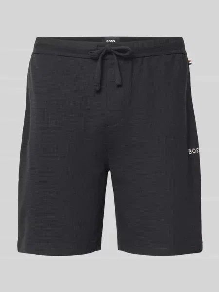 Szorty o kroju regular fit z fakturowanym wzorem Boss czarne