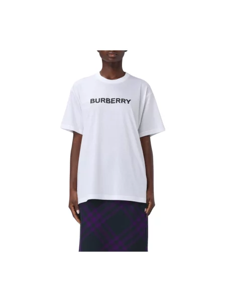 Koszulka Burberry z logo ze sznurkiem klasyczna biała