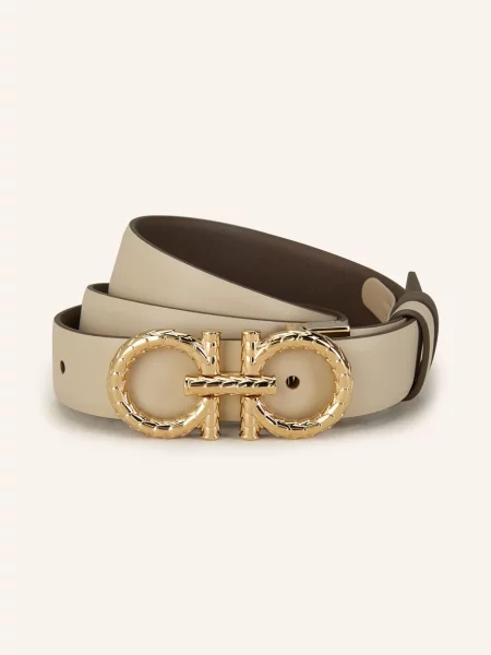 Ferragamo Skórzany beige beżowy