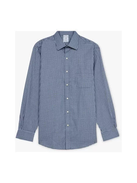 Koszula Brooks Brothers w kratę biznesowa z kołnierzem niebieska