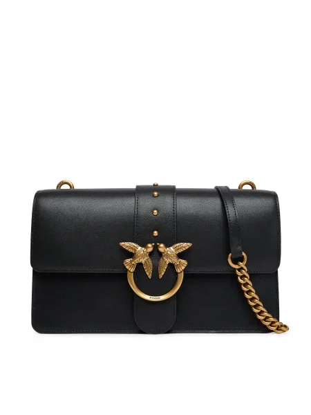 Pinko crossbody kabelka dámska kožená čierna