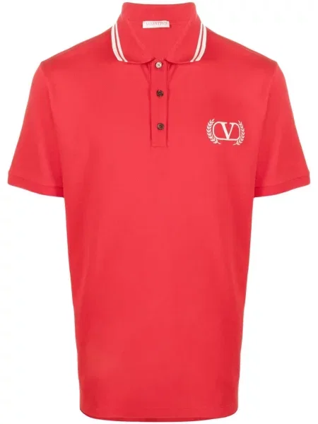 Tricou polo Valentino Garavani cu broderie roșu