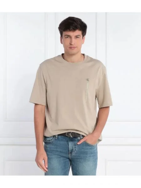 CALVIN KLEIN JEANS Tricou VERTICAL INSTITUTIONAL | Relaxed fit bej