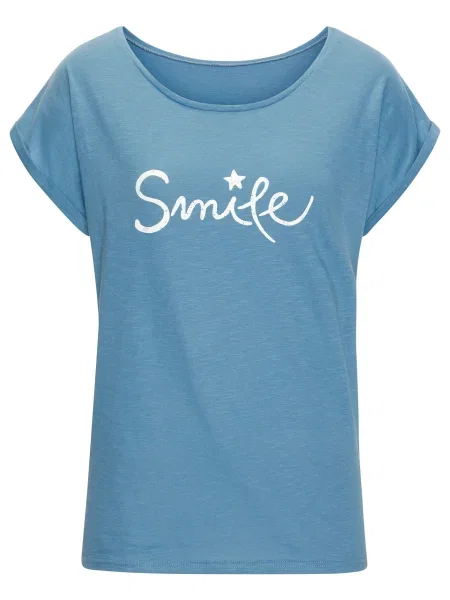 BEACH TIME Tricou azuriu alb