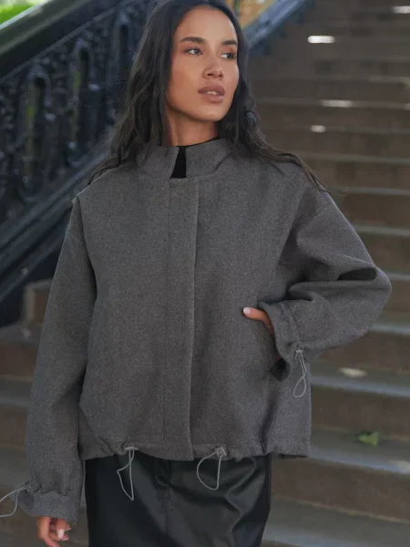 Бомбер Seventeen темно-сірий вовна/віскоза сірий