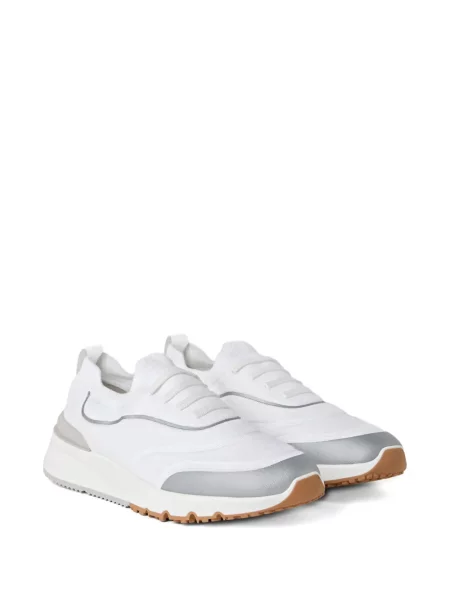 Sneakerși Brunello Cucinelli tricotate alb
