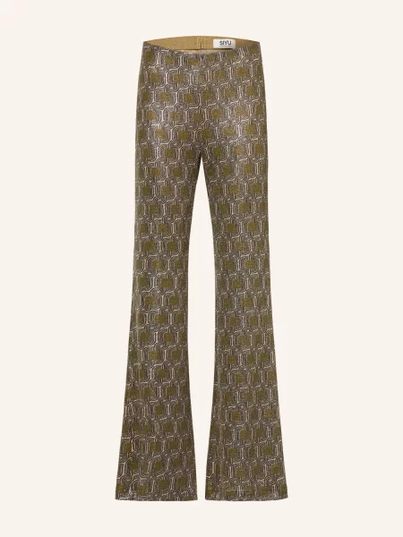 Siyu Bootcut Kalhoty Z Džerzeje olivová / zlatá