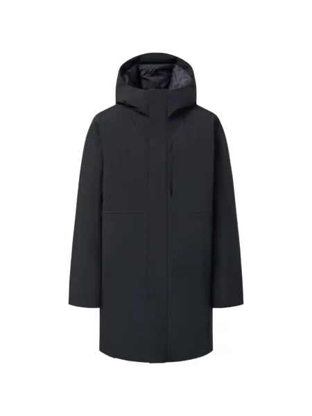 Palton Ecoalf cu glugă negru