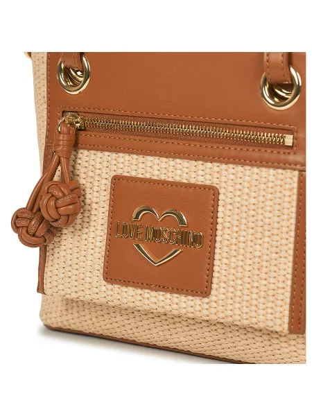 Slamená taška Love Moschino béžová