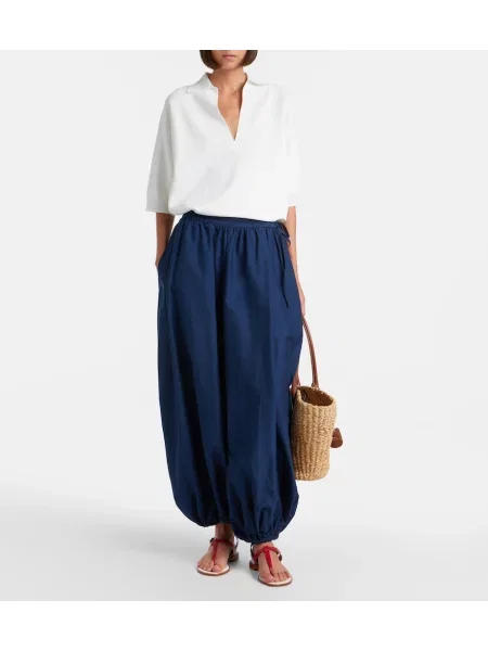 Hodvábne opasaný nohavice Polo Ralph Lauren modrá