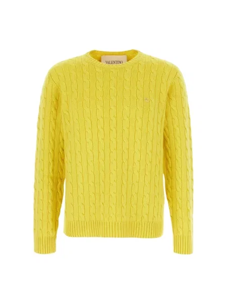 Lniany sweter Valentino żółty