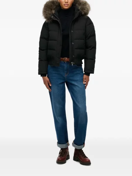 Geacă cu puf Superdry cu glugă negru