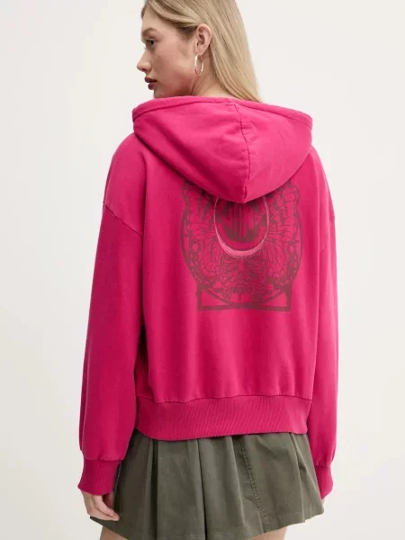 Mikina Vans s kapucí s potiskem růžová