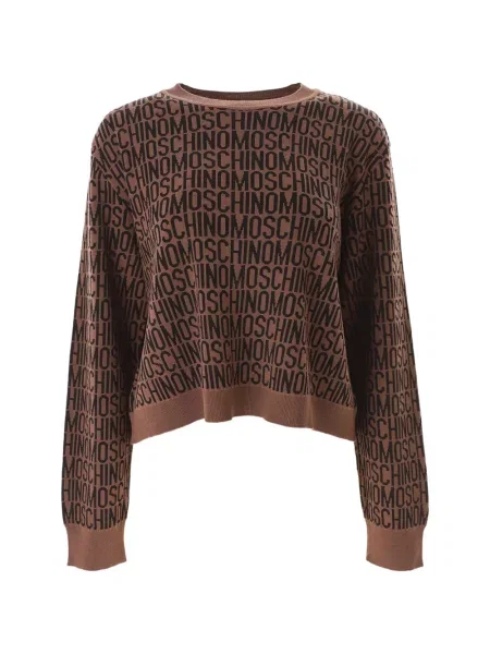 Pulover Moschino din jacard cu autograf maro