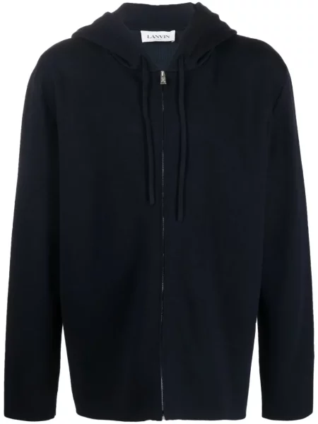 Hanorac cu glugă Lanvin cu broderie de lână albastru