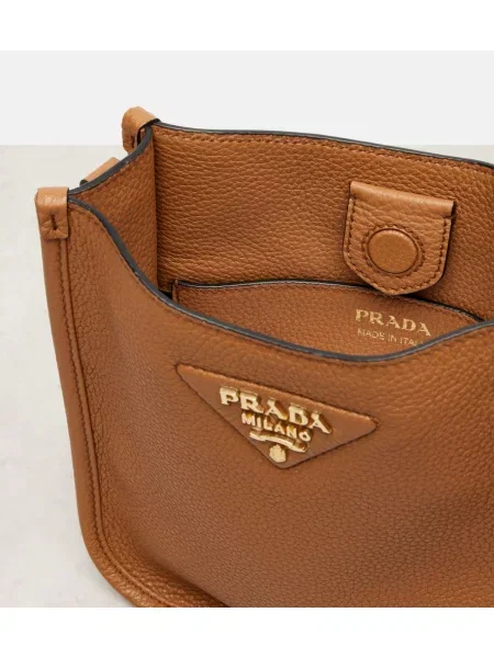 Kožená mini kožená taška Prada hnědá