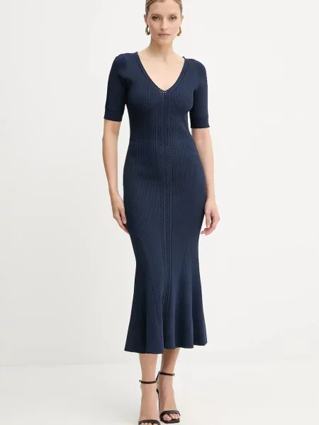 Herve Leger rochie Aria marin midi mulata albastru