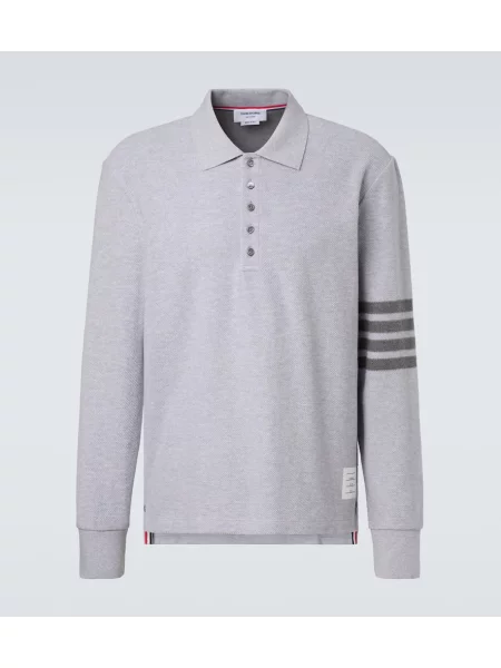 Gra polo Thom Browne z długim rękawem szary