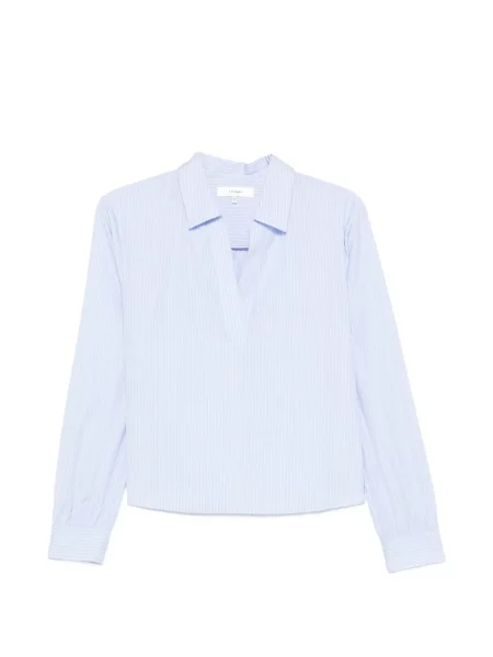 Bluză Frame cu dungi cu decolteu în V albastru