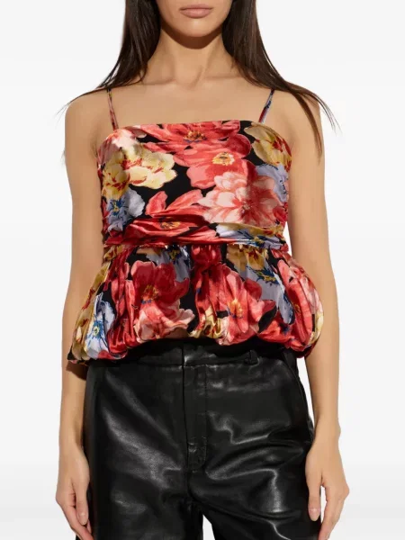 Top Gestuz cu model floral roșu