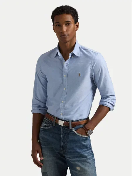Koszula Polo Ralph Lauren z długim rękawem z twillu niebieska