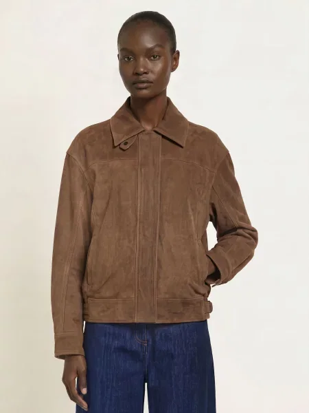 Reiss Kožená Bunda Cooper hnědá