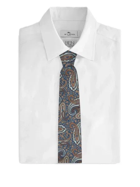 Cravată Etro cu model floral din jacard maro